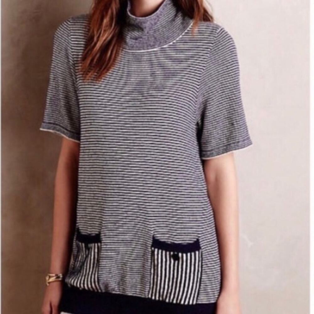 Anthro MOTH Margate mock neck striped tunic